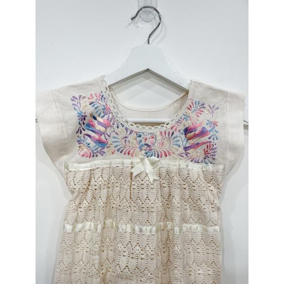 Paloma Girls Lace Dress With Silk Hand Embroidery - Picture 2 of 6